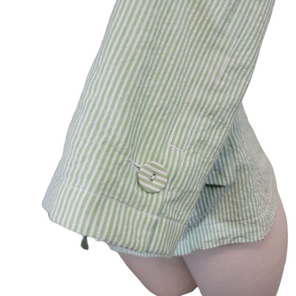 GAP Green And White Striped Button Front Blazer Jacket size 6 - Picture 5 of 8